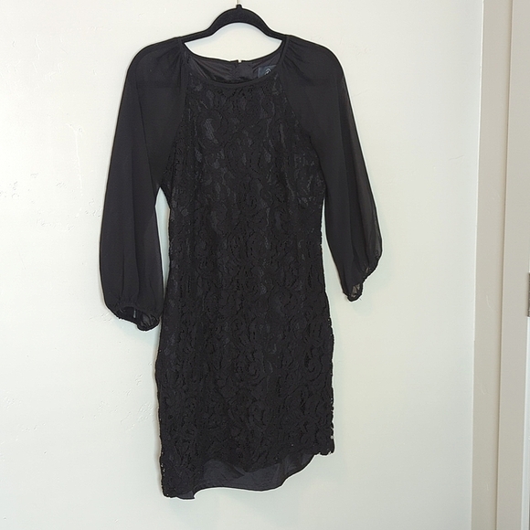 Adrianna Papell Black Lace & Sheer‎ Zipper Midi Dress 6 - Picture 1 of 8